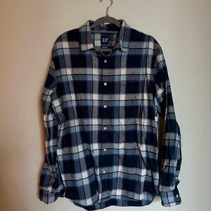 GAP Blue Plaid Button-Up Shirt